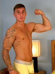 Muscular Straight Lad Max Undresses & Wanks his Big Uncut Cock by English Lads image #7