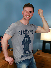 Muscular & Hairy Young Man Briley Shows off his Big Uncut Cock & Explodes Cum Over His Abs! by English Lads image #8
