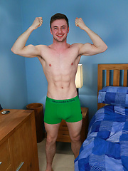 Muscular & Hairy Young Man Briley Shows off his Big Uncut Cock & Explodes Cum Over His Abs! by English Lads image #8
