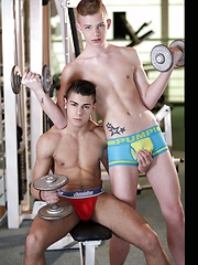 Sport Ladz: Gym Buddies Work Out On A Sweaty & Spunky Flip-Flop Fuck! by Staxus image #9