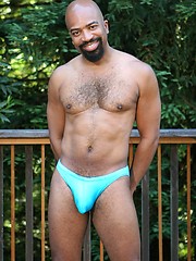 Black mature man Jaguar naked outdoors