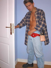 European guy jacking off