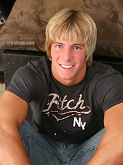 Blond jock Trey posing