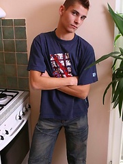 Cute czech twink boy posing in the kitchen