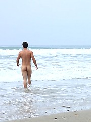 Brock Cooper pulls out his big cock on a beach and jerking off