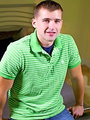 Riley strokes his cock