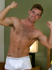 Straight Hairy Travis Shows off His Muscular & Ripped Body & Ultra Hard Uncut Cock!