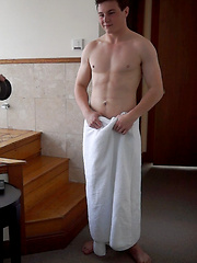 Aussie boy Damien Lance takes a hot tub dip