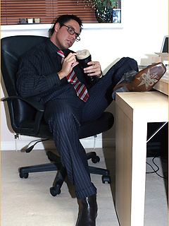 The feel of Marcello's long sheer socks and suit turns him on so much that he fucks a fleshlight by With Marcello by With Marcello image #2