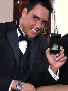 Marcello takes off his black suit and fills a condom with warm cum for one lucky fan by With Marcello by With Marcello image #12