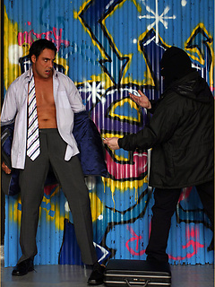 Marcello forced to strip and masturbate by street robber