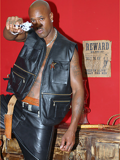 Gay black stallion wearing leather pulls his huge erection hard by With Marcello by With Marcello image #7