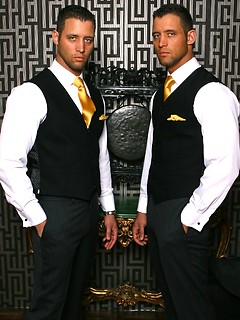 A pair of worthy boners stuck in one gay throat
