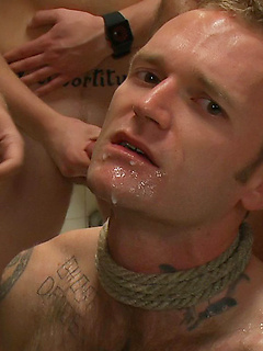 Riley Vicek makes his first appearance on video and he gets humiliated and gang-banged in the public toilet. by Bound in Public by Bound in Public image #14