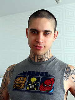Straight Tattoo Artist Anthony Blaize strips and jacks off by Bentley Race by Bentley Race image #12