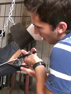 Kidnapped gayboy  David is tied to the heavy-duty sling by Gangster Fuck by Gangster Fuck image #12