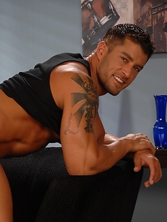 Cody jerking off dick and plays with fleshlight