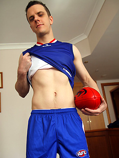 Aussie boy Brent Tyler strips of of his Footy Gear by Bentley Race by Bentley Race image #4