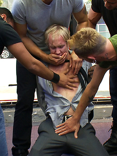 Two thugs drag a businessman into a porn shop and strip him of his manhood. by Bound in Public by Bound in Public image #2