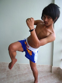 Cute gay Thai kickboxer posing and stripping by BoyKakke by BoyKakke image #4