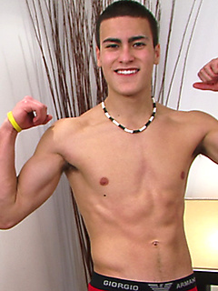 Hunky Young Personal Trainer Dilon Santos Showing off his Very Hard Uncut Erection