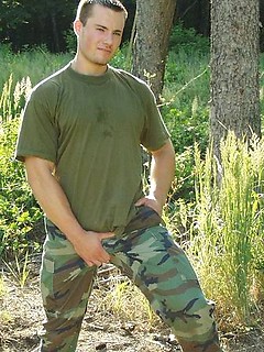 Straight military man outdoors