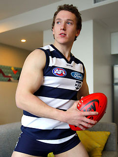 Footy Fan Brad Thomas Getting Off before the Game