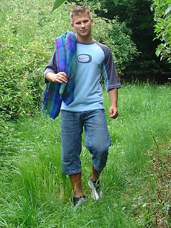 Cute blond jock jerking off outdoors by Czech Boys by Czech Boys image #1