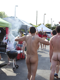 Naked hazing for the boys at this tailgate
