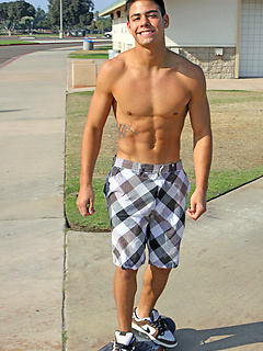 Cute college jock Joseph jerking off