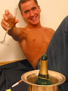 Cute lad drinks champagne and jerking off by Czech Boys by Czech Boys image #4