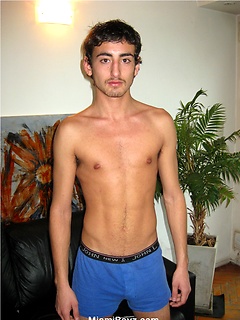 Bisexual latin twink Facundo shows his uncut cock and jacking off