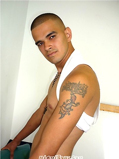 Carlos strokes his dick