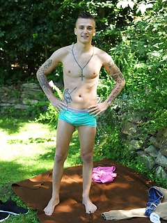 Dom Ully strips and masturbates out in the backyard. by BF Collection by BF Collection image #4