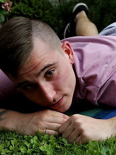 Joshua Czech lays a blanket down outside and busts a nut. by BF Collection by BF Collection image #1