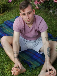 Joshua Czech lays a blanket down outside and busts a nut. by BF Collection by BF Collection image #6