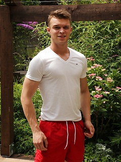Hard bodied Justin Lovers strokes his cock outdoors. by BF Collection by BF Collection image #1