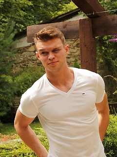 Hard bodied Justin Lovers strokes his cock outdoors. by BF Collection by BF Collection image #2