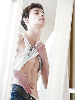 Skinny boy Alessandro Katz rubbing his tight asshole.