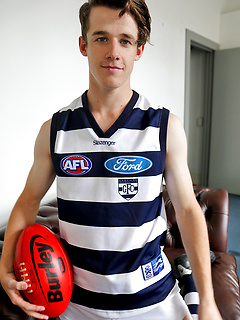 Hung Aussie boy Brad Hunter stripping out of his footy gear by Bentley Race by Bentley Race image #1