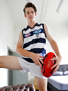 Hung Aussie boy Brad Hunter stripping out of his footy gear by Bentley Race by Bentley Race image #2