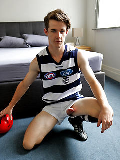 Hung Aussie boy Brad Hunter stripping out of his footy gear by Bentley Race by Bentley Race image #7
