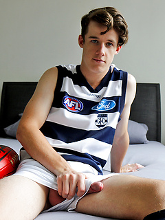 Hung Aussie boy Brad Hunter stripping out of his footy gear by Bentley Race by Bentley Race image #13