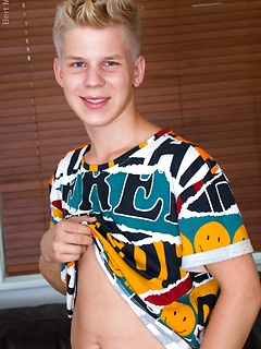 Blond boy's first time on video