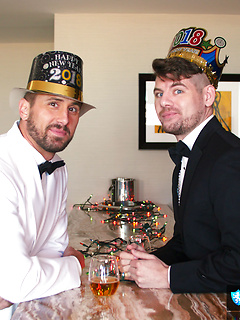 Sexy young lovers celebrate 2018 with uncut cock worshipping and hard ass pounding in black and white tuxedos. by Man Royale by Man Royale image #1