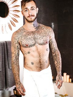 Inked guy Brian Michaels fucks friend after exchanged with blowjobs by Men by Men image #2