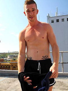 Aussie read head Ryan Geary strips naked in the middle of the city