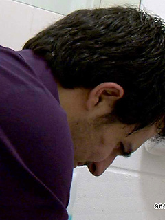 The pervy cameraman at Sneakypeek catches a hunky workman coming into the bus station toilet to have a crap. by Sneaky Peek by Sneaky Peek image #10
