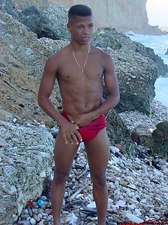 Black young twink with wash board abs and thick cock
