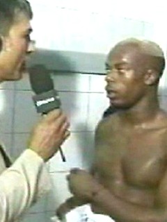 EricDeman catches a hot footballer in the locker room adjusting his towel just before being interviewed and inadvertently revealing his big wet cock. by Eric Deman by Eric Deman image #4